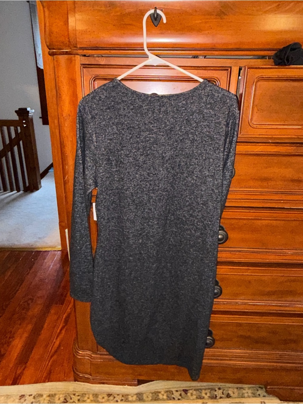 NWT Nine West Heather Black Ruched Long Sleeve Dress L - Picture 3 of 8